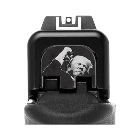 NDZ Performance Limited Edition Trump Slide Cover Back Plate for Glock Gen 5 17 19 19X 22 23 26 27 29 30 34 45 47 in 9mm 10mm .40, Black Anodized Aluminum - Trump Fight! Cover