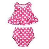 Aalizzwell 12-24 Months Toddler Baby Girls Swimsuit Two Piece Polka Dot Ruffle Bathing Suit Bikini Tops Bottoms Swimming Suit Swimwear Beach Wear Pink 18 Months