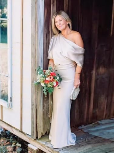 Long Mother of The Bride Dresses One Shoulder Satin Maxi Wedding Guest Formal Gown for Wedding3