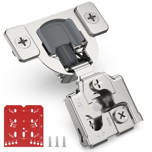 Chibery 60 Pack 1/2 Overlay 3D Soft Close Concealed Hinge for Face Frame Door Self Closing Hinges 105 Smooth Slow Close Quite Hidden Stainless Steel Hinge for Kitchen Cabinet Door Satin Nickel
