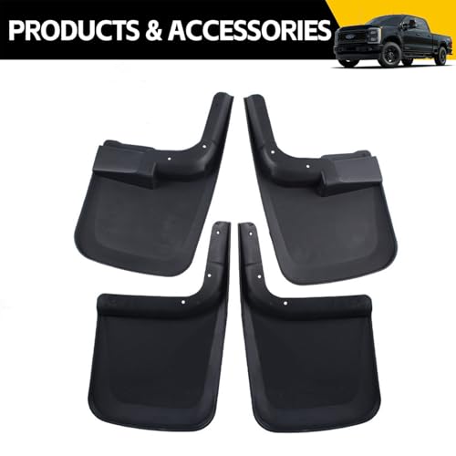 Image of Mud Flaps Splash Guards for Ford F-250 F-350 2017-2024 (w /Single Rear Wheels & w /o OEM Fender Flares) All Weather Mudflaps Mud Guard for Trucks Front Rear Set 4pc / No Need to Drill Holes