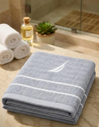 Image of NAUTICA Bamboo Towel for Bath Larg Size | 1pc Bath Towel (Oasis) | 500GSM (40cm x 60cm) | Fade Resistant |Perfect for Everyday Use | LT.Grey
