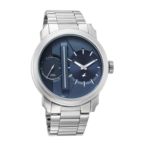 Image of Fastrack Pulse IV with Blue Dial Silver Stainless Steel Strap Watch for Men - 3341SM02