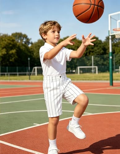 Image of Pink Shorts for Boys Flat Front Dress School Uniform Shorts Casual Travel Hiking Shorts Size 3T