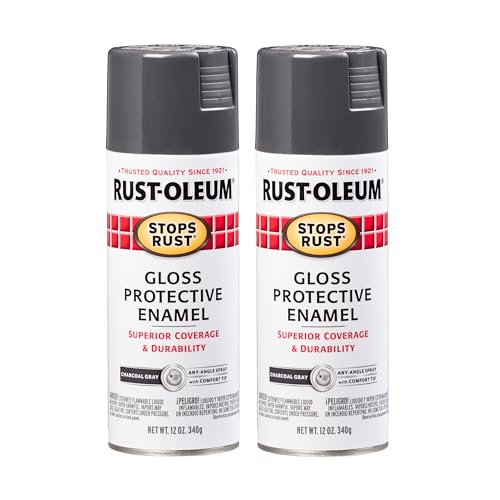 Image of Rust-Oleum 7784830 Stops Rust Spray Paint, 12 oz, Gloss Charcoal Gray, 2 Pack