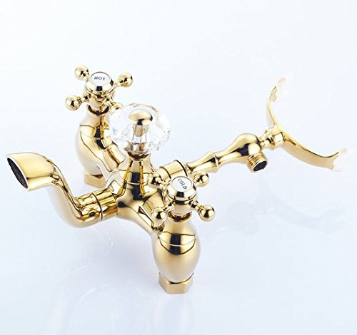 Robinet de baignoire de style antique bordeaux avec douchette main - 2
