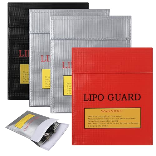 4 Piezas Bolsa de Seguridad Ignífuga, 23 x 18cm Bolsa de Seguridad Prueba de Explosiones, Bolsas Prueba de Fuego Resistente para Objetos Valo, Pilas, Dinero Efectivo, Pasaporte, Joyería