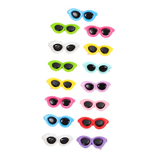 Happyyami 15Pcs Creative Pet Hairpins Sunglass Style Decorative Hair Clips for Dogs and Cats Lightweight Headwear for Parties and Everyday Use Pet Photo Props