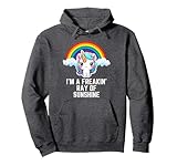 I'm A Freakin Ray Of Sunshine RAINBOW UNICORN Girls Women Pullover Hoodie