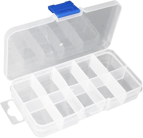 Miniatura 1 de Bettomshin Caja de almacenamiento de componentes PP de 5.12 x 2.76 x 0.87 pulgadas, organizador de plástico, contenedor ajustable, 10 rejillas