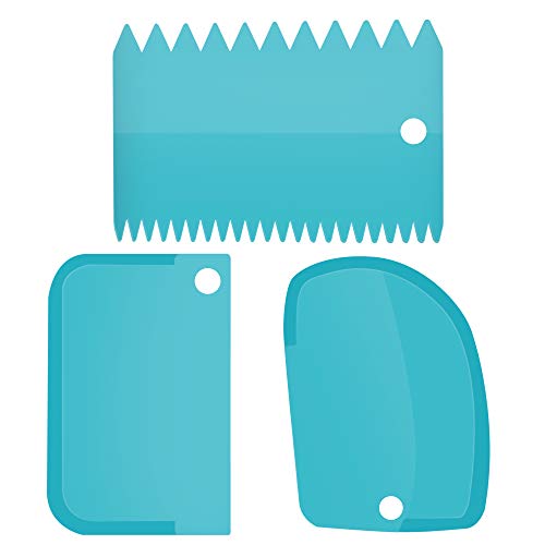 Togetop - Cortador de pasta de silicona para pasta y espátula de masa, espátula de pasta profesional, rascador de pasta con borde de rascado, para divisor de 15 x 9 cm, 3 unidades (azul) Cover