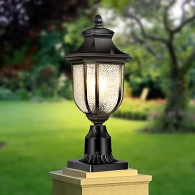 XANGQAN Dusk to Dawn Outdoor Post Lights Light Hardwired 120V with Pier Mount Base, Anti-Rust Pole Lantern, Modern Light Fixture, 100% Aluminum Waterproof Exterior Lamp for Yard, Garden, Pathway