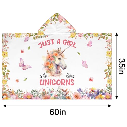 Image of Unicorn Hooded Bath Towels for Girls,Soft Cotton Swimming Shower Beach Blanket (Unicorn)