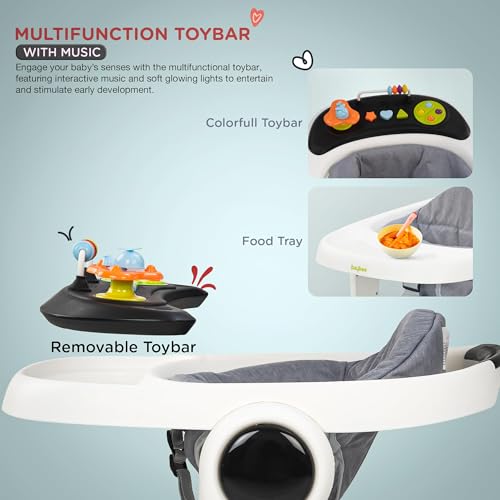 Image of Baybee 2 in 1 Baby Walker for Kids with Adjustable Height & Wheel Lock | Activity Push Walker for Baby with Musical Toy Bar & Stopper | Kids Walker Baby 6-18 Months Boy Girl (Black)