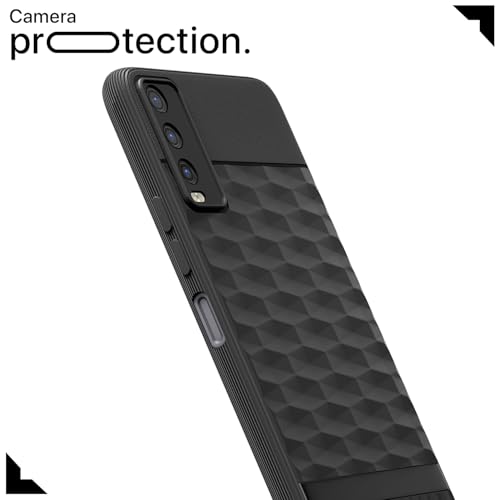 Image of Outlouders Bumper Case for Vivo Y12s / Y20 / Y20i / Y20G | Full Camera Protection | TPU Soft Flexible Shockproof Back Cover (Black)