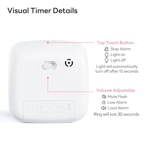 Image of Yunbaoit Visual Timer with Night Light, 60-Minute Unicorn Countdown Timer for Kids and Adults, Time Management Tool for Home, School, Kitchen, or Office (Pink)