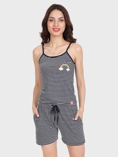 Image of Evolove Women's Cotton Slip & Short Set Sleevesless Round Neck Night Suit Set Super Soft Comfortable (Slip-NS)