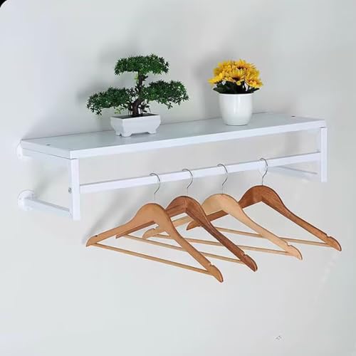 YCVAWEOD Estante de ropa montada en la pared de la reverencia flotante con varilla de hierro de 100 cm Cosquera de ropa blanca Solución de almacenamiento versátil para el hogar y la oficina LWX