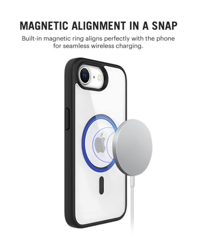 Image of DailyObjects Polycarbonate Case for iPhone 16e Compatible with Mag-Safe Wireless Charging | Black Hybrid Magnetic Armour Slim Shockproof Back Cover
