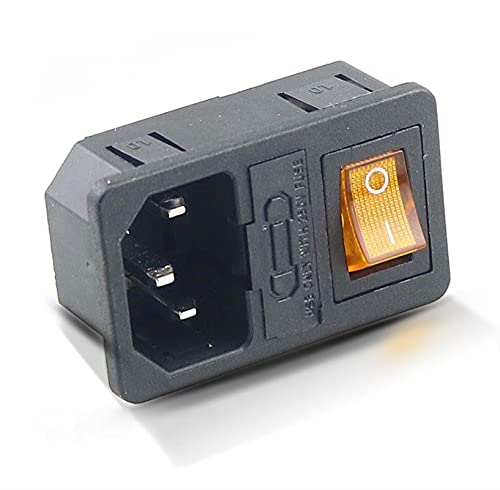 Embase secteur IEC320 C14 protégeant vos circuits via switch 4pin jaune