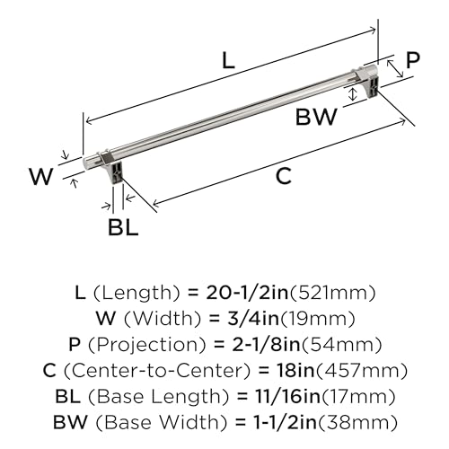 Image of Amerock Davenport 18 inch (457mm) Center-to-Center Polished Nickel Appliance Pull, BP36699PN