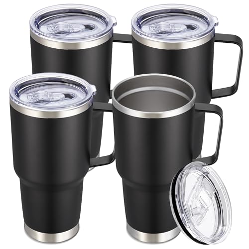 Image of 30 oz Stainless Steel Tumblers Bulk with Handle and Lid, 4 Pack