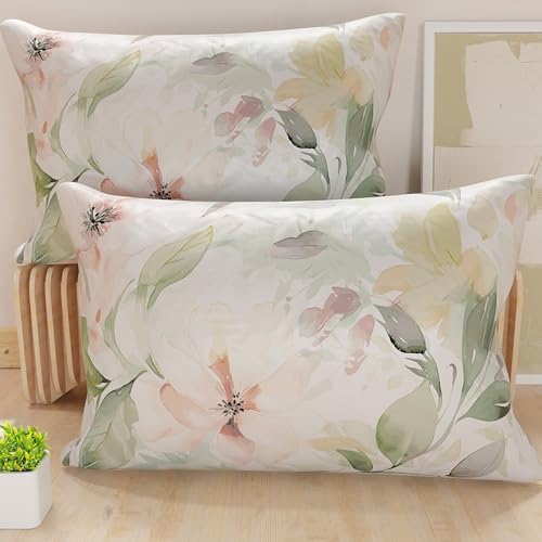 PETTI Artigiani Italiani - Coppia di Federe Cuscino 40x145 cm in Microfibra, Cuscini Arredo Camera da Letto, Divano, Salotto, Set 2 Fodere Copricuscino, Federa Floreale 143, 100% Made in Italy