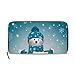 Produktbild GIGIJY Cartoon-Geldbörse mit süßem Schneemann-Motiv, mehrere Kreditkartenfächer, Tasche für Frauen, Leder, mit Reißverschluss