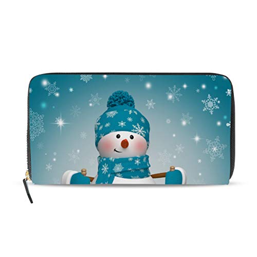 Preisvergleich Produktbild GIGIJY Cartoon-Geldbörse mit süßem Schneemann-Motiv, mehrere Kreditkartenfächer, Tasche für Frauen, Leder, mit Reißverschluss