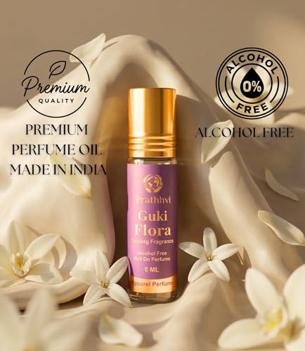Image of Guki Flora Attar Roll-On Perfume Oil 8 ml | Alcohol Free | Long Lasting Rich Fragrance | Men & Women | Pocket Size Travel Friendly Roll On | Daily Wear