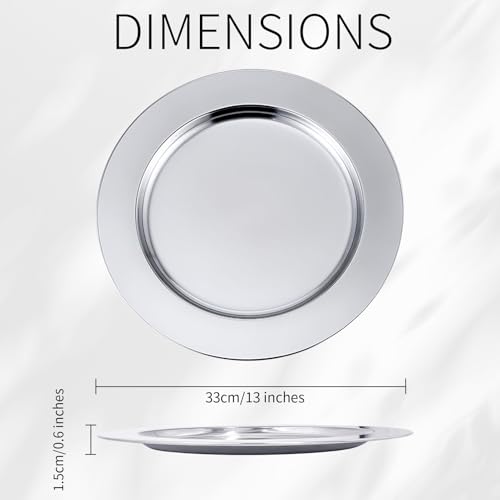 Platos de acero inoxidable para eventos, set de 6, 13" miniatura 6
