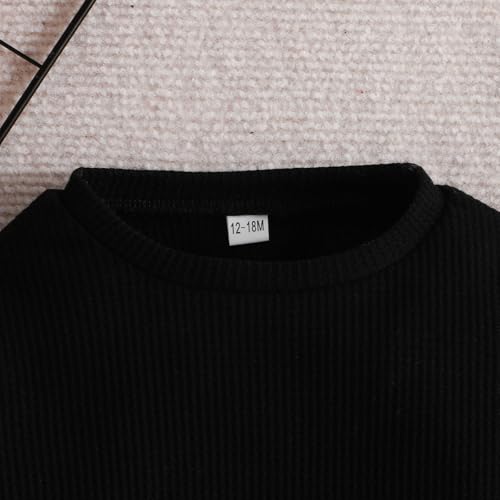 Toddler Baby Girl Boy 3 Packs Sweater Waffle Solid Long Sleeve Round Neck Sweatshirt Kid Fall Winter Clothes3