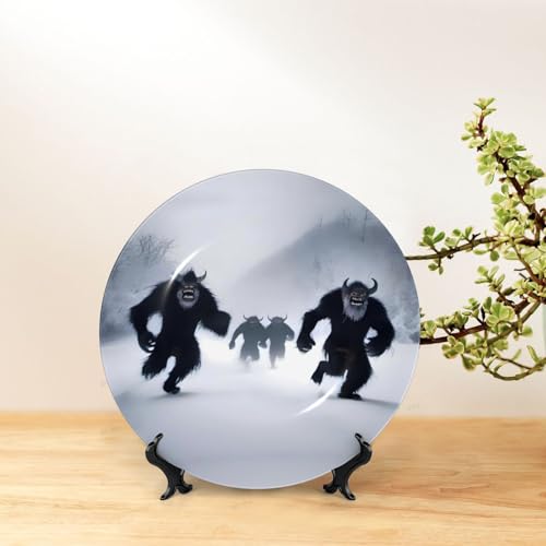Platos decorativos de monstruo con cuernos de 8 pulgadas y soporte para mesa 7