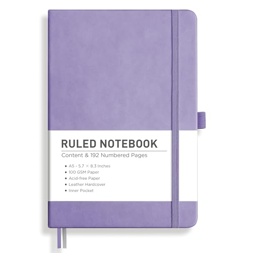 Image of RETTACY Lined Journal Notebook, 192 Numbered Pages, A5 Size (5.7'' x 8.3'')