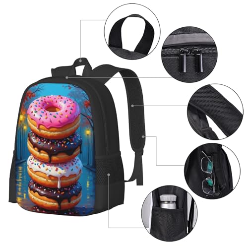 Three Donuts Stacked On Top of Each Other Beautiful Backpack Large Durable Book Bag Double Zipper Unisex4