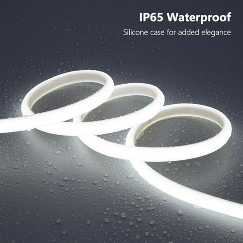 Image of BENLUN AC 110V COB LED Strip Lights 98.4ft, 6000K Cool White LED Rope Light Outdoor Waterproof, 10W /M CRI 90+ Flexible Cuttable, for Bedroom, Living Room, Garden, Commercial, House