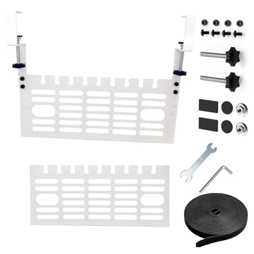 XYZsundy Under Desk Cable Management Tray White, Cable Management Under Desk No Drill, Cable O with Clamp for Desk Wire Management, desk cable organizer for Home, Office - No Damage to Desk
