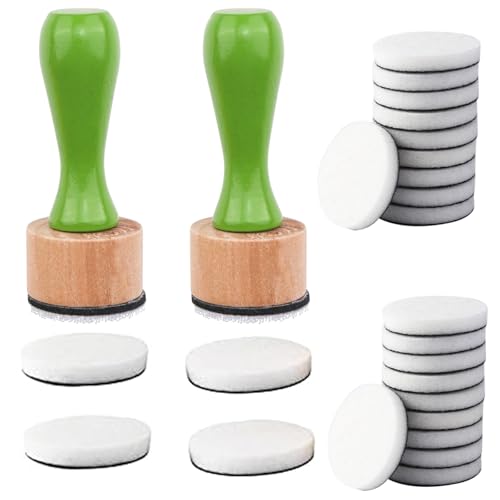26 Pcs/Sets Ink Blending Tool Sets, Include 2 Pcs Round Ink Mini Applicator Tools and 24 Pcs Replacement Refill Foam Pads for Drawing Distressing Blending Scrapbooking & Stamping Supplies (Green)