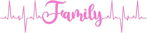 VWAQ Family Heartbeat Line Wall Decal Living Room Home Decor (11"H X 50"W, Bubblegum Pink)