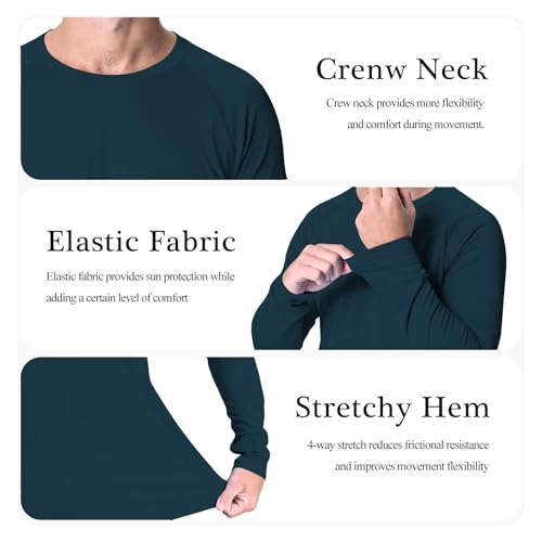 NEYOUQE Men's Sun Protection UPF 50+ Shirts Long Sleeve Running Workout Athletic Gym Shirt UV Swim Fish Rash Guard Hiking4