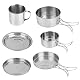 Camping Kochgeschirr Edelstahl Klapptopf Set, 8 Teile