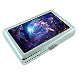 Hot Anime Witches Pin Up Girls Animated S4 Silver Cigarette Case Metal Wallet Id Holder King & 100's 4' X 2.75' RFID Protection