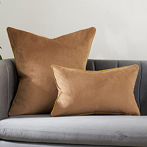 Avigers 16 X 16 Inches Brown Solid Cushion Case Luxury Modern Square Throw Pillow Cover Decorative Pillow For Couch Living Room Bedroom Car 40 X 40Cm #TOP5