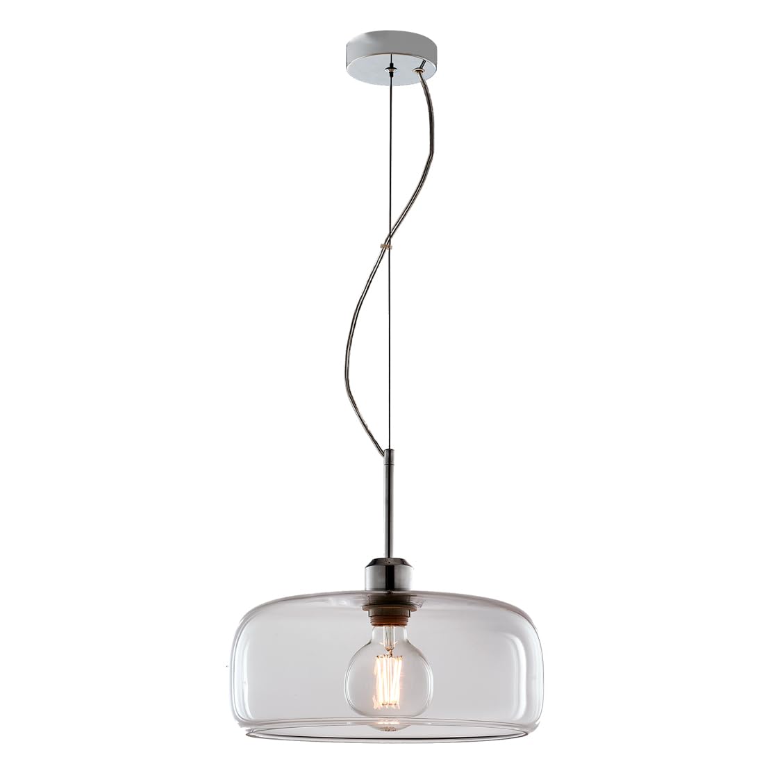 LEOLUX Muse Clear Lampadario In Vetro Trasparente A Sospensione Con Altezza Regolabile E Facile Da Montare Al Soffitto | Ideale Come Lampadario Soggiorno, Cucina (Trasparente)