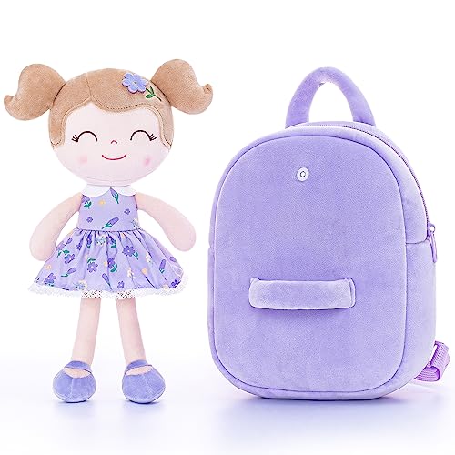 Image of Gloveleya Toddler Backpack Baby Girl Gift Kids Backpack Plush Bag Diaper Bag Plush Printed Violet