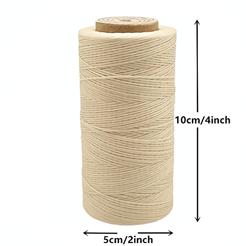 Waxed Thread, 328 Yards 150D 1Mm Leather Sewing Waxed Thread For Leather Diy, Bookbinding, Shoe Repairing, Leather Projects (Beige #002) #TOP1