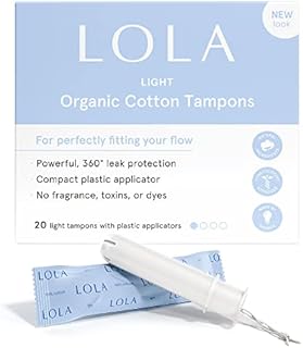 LOLA Unscented Organic Cotton Tampons, Light Absorbency - 40 Count - Natural Ingredients, Chlorine & Toxin Free, Powerful Leak Protection - BPA Free