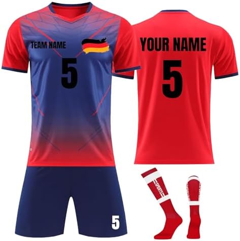 Ensemble De Football Personnalisé Enfant 2024/2025 - Maillot, Short, Chaussettes Avec Nom Et Numéro - Tissu Respirant Polyester, Tailles Enfant Et Adulte