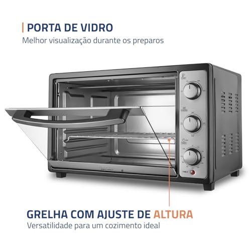 Forno Elétrico 52L Grand Family II, Mondial, 127V, 1800W, Preto/Inox - FR-52