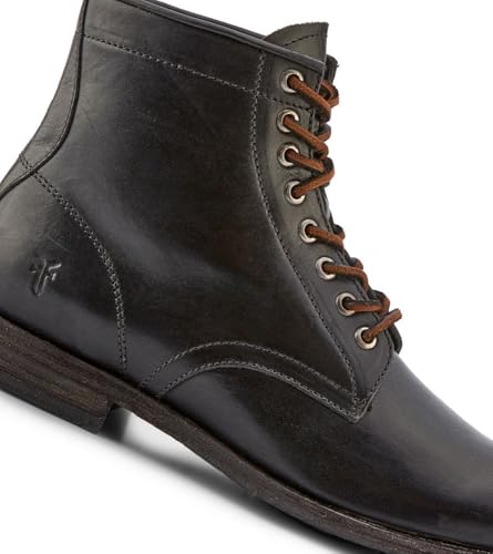 Image of Frye Tyler Lace Up Boots for Men Crafted from Soft Vintage Leather with Blake Construction, Burnished Toe and Heel, and Rubber Inserts on Leather Soles - 5 inch Shaft Height